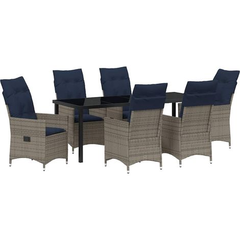Maison Exclusive - Set di tavolo e sedie con cuscino 7 pcs Grigio Rattan in PE (1/5)