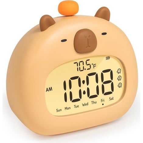 Réveil numérique pour enfants - Sans BPA - veilleuse - veilleuse enfants - veilleuse bébé - Rechargeable - Capibara - capybara (1/5)