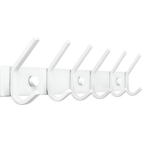 TOJ Living Porte-manteau mural 12 crochets – Patère murale / porte-serviettes – Style industriel & moderne – Acier inoxydable – 46 cm – blanc (1/5)
