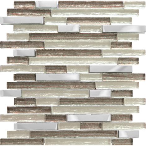 MOSAIQUE MF TUBE TISSU MIX BROWN 1 PLAQUE 30 x 30 CM CASA LINEA