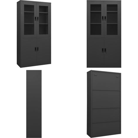 Armoire de bureau Anthracite 90x40x180 cm Acier - Meuble De Classement - Armoire De Bureau - Armoire Métallique - Rangement Documents - Organisation Bureau - Home & Living (1/5)