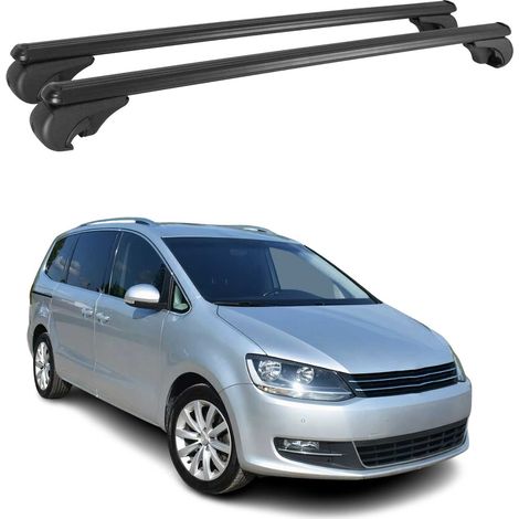 OMAC Aluminium Dachträger Querträger für VW Sharan II 2010-2023 – TÜV / DIN 75302:2019 – Abschließbar – Max. 75 kg – 2 Stangen Schwarz