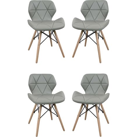 Set Di 4 Sedie Da Cucina Moderna Di Design In Ecopelle Di Design Similpelle Stile Moderno Gambe In Legno Per Sala Da Pranzo, Cm 41x49x71 H (1/2)