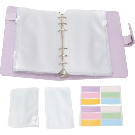 A6 Portefeuille Budget Cuir PU, Classeur A6 avec Poche Zippée, Carnet de Finances à Enveloppes, Livret de Budget Violet (1/5)