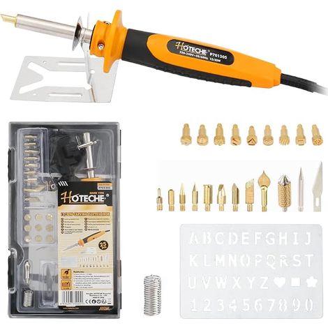 Pyrography Soldering Iron Kit 15/30 W Two-Level 21 Engraving Heads Metal Accessories Handle Polycarbonate + TPE (1/5)