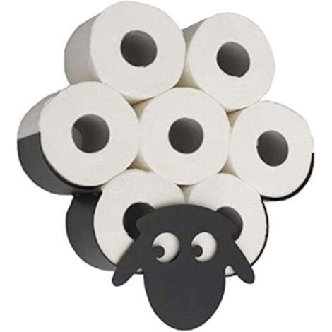 BUNTHAUS Porte-rouleau De Papier Toilette, Nouveauté Toilette Mouton En Métal Noir, Support Animal Debout Libre Fixé Au Mur Pour Toutes Sortes