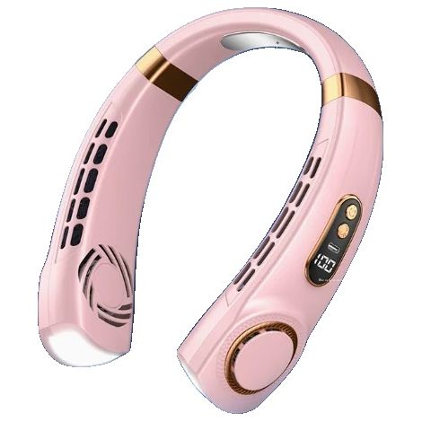 Ventilador de cuello, recargable por USB, varias velocidades, color rosa. (1/2)