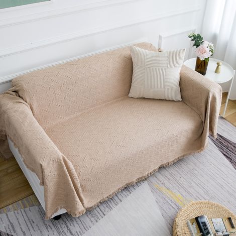 Couverture en coton Four Seasons, serviette de canapé à coussin simple, couverture de déjeuner à la mode(Kaki,90x150cm)