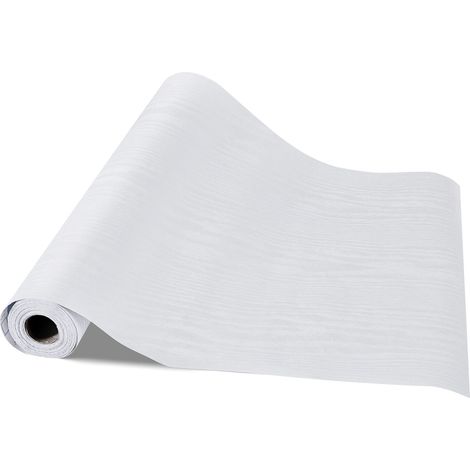 Papier peint adhésif, 45cm x 10m, bois blanc, imperméable, autocollant, facile à nettoyer et à décoller, vinyle décoratif pour chambre, cuisine, bureau, salle de bain. (1/5)