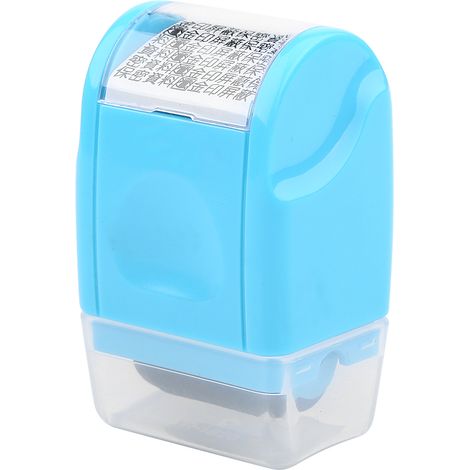 Tampon de protection d'identité de bureau à rouleau auto-encreur, outil de sécurité pour code brouillon (bleu), 1 pièce (1/3)