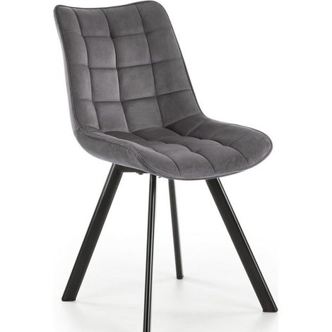Chaise contemporaine en velours gris foncé avec pieds en métal noir LIBERTY (1/5)