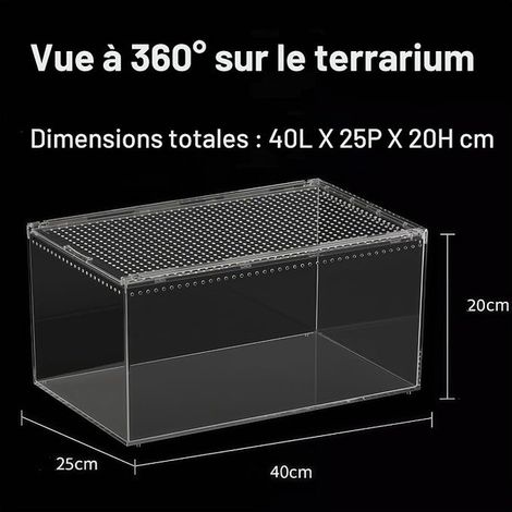 Boîte de terrarium pour reptiles en acrylique magnétique vivarium empilable boîte d'alimentation pour reptiles pour araignées scorpions coléoptères crapauds cornus (1/2)