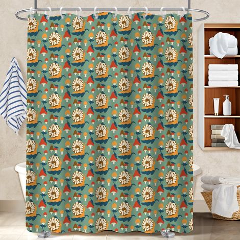 Rideau de bain imprimé polyester 180x180 séchage rapide cache baignoire pour les fêtes de fin d’année (1/5)