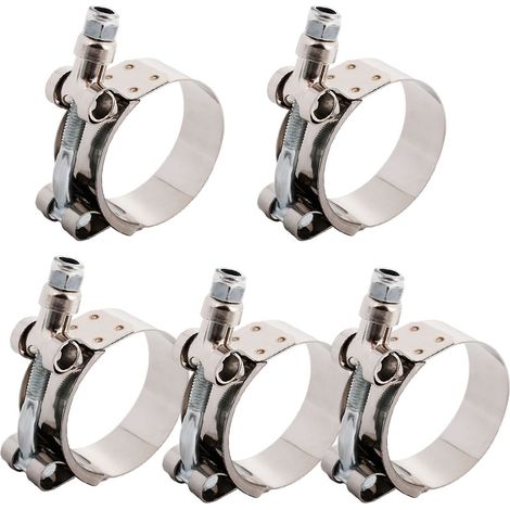 Lot de 5 colliers de serrage flexibles en acier inoxydable de 32 à 37 mm pour tuyaux et tubes. (1/5)