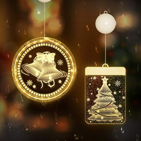 Adorno Luminoso Navidad 3D - Acrílico - Batería - Luz Cálida Blanca - 11,5 x 16 cm - 2 Unidades (1/5)
