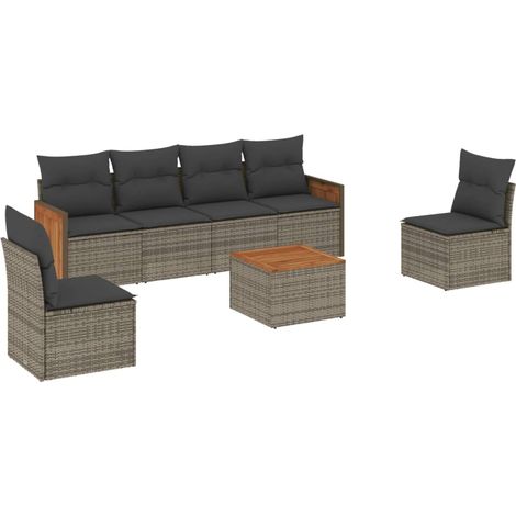 Maison Exclusive - 7-tlg. Garten-Sofagarnitur mit Kissen Grau Pol