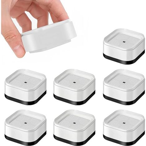 8 Pièces Empilable Rehausseur Meuble, Rehausseur Pieds de Lit Blanc, Hauteur Simple 3,5 cm, Rehausseurs de Meubles Réglables, pour Machines à Laver, Canapés, Tables, Armoires
