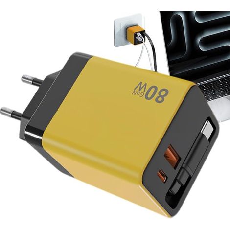 80-W-Schnellladestation für mehrere Geräte, wiederaufladbares und erweiterbares Ladegerät für Handy, Tablet und Laptop – für unterwegs und im Büro (1/5)