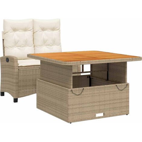 Maison Exclusive - Set da Pranzo da Giardino 2 pz con Cuscini Beige in Polyrattan (1/5)