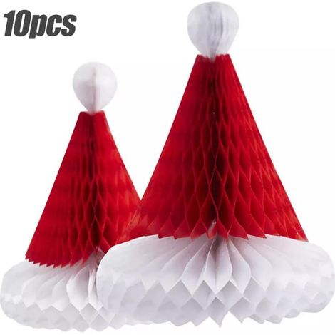 Boule En Nid D Abeille En Papier - Décoration De Noël Rouge - Pour Fête Et Maison - Lot De 10 Pièces (1/5)