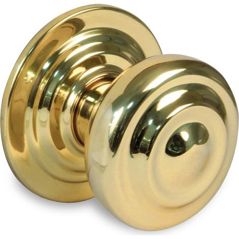 Bouton de porte d'entrée Ø70 mm – Laiton poli – Base en acier pour portes jusqu'à 70 mm d'épaisseur – Installation sécurisée – Amig