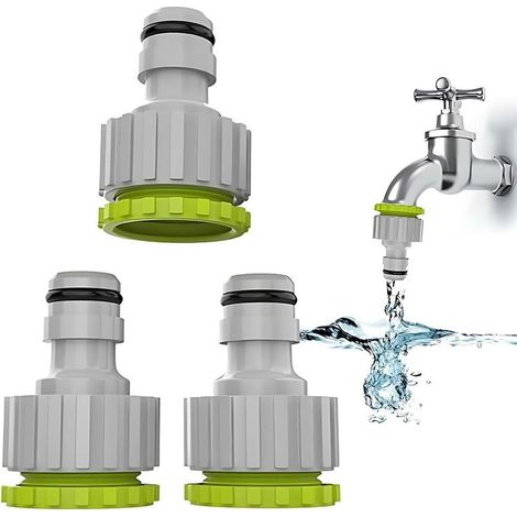 2 in 1 Tap Connector - 3 Pack, 1/2 Inch and 3/4 Inch Garden Tap Connector Faucet Connector, Hose Connector Set for Garden Irrigation (1/5)