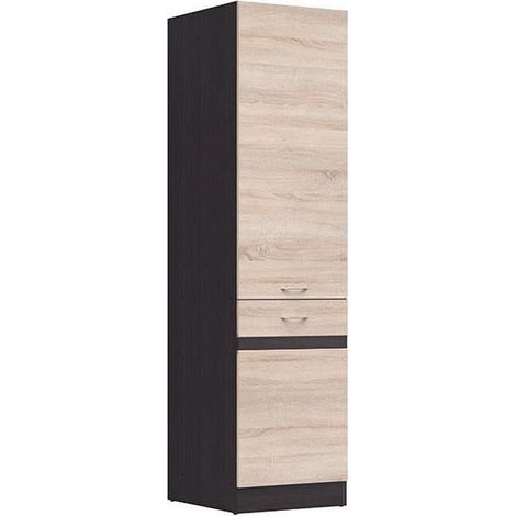 Colonne de cuisine 2 portes gauche – L 50 x H 196 x P 46 cm – Chêne sonoma – Fabrication européenne – 4 étagères