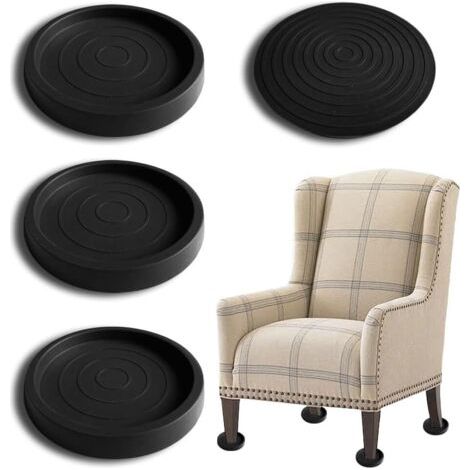Lot de 4 Rond Patins Antidérapants pour Pieds de Meubles, Coussinets Antidérapants en Caoutchouc pour La Fixation en Place des Mobiliers, pour Protéger Les Carreaux, Les Sols en Bois (Noir) (1/5)