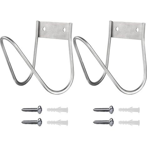 Set mit 2 Wandhalterungen für Gartenschläuche, kleine Edelstahl-Wandhalterung, Schlauchorganizer mit Schrauben, Schlauchhalter, Wandbefestigung, Haken, Gartenschlauchhalter für den (1/5)