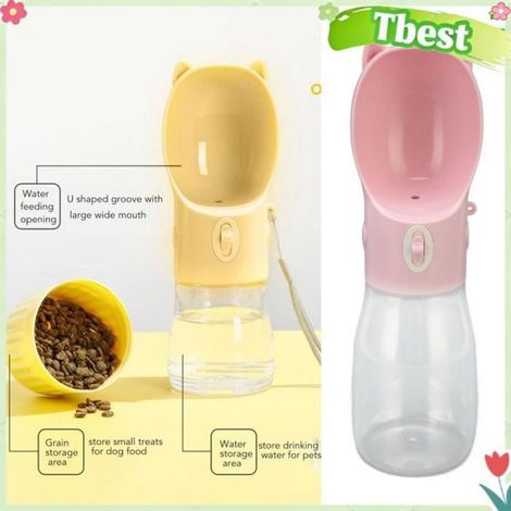 Tbest Bouteille d’eau pour chien Bouteille d'eau pour chien, qualité alimentaire, anti-fuite, distributeur animalerie panier Rose (1/5)