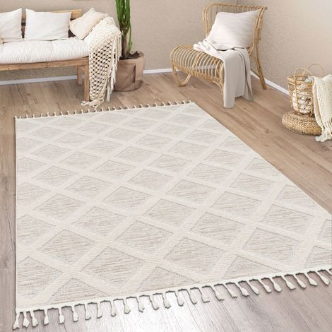 Paco Home Alfombra Salon De Habitacion Pelo Corto Modern Boho Etnica Nordica Dibujo Flecos 80x150 cm, Multicolor 3 (1/5)