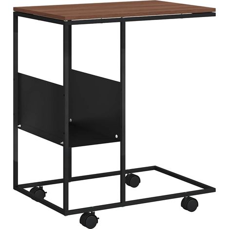 Maison Exclusive - Mesa auxiliar con ruedas madera ingeniería neg (1/5)