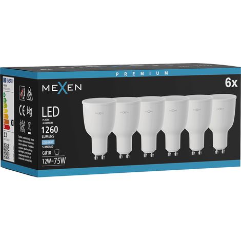 Mexen Nova 6x Ampoule LED GU10, 12W, Froid - 6500K, 1260 lm - L108-GU10-1265-01x06 (1/5)