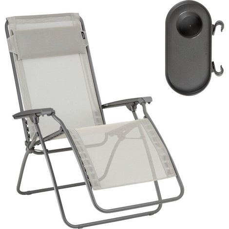 Ensemble Fauteuil Relax Transat Jardin - Chaise Longue Et Porte Gobelet - Rclip - Batyline® Iso - Beige Seigle - Lafuma Mobilier