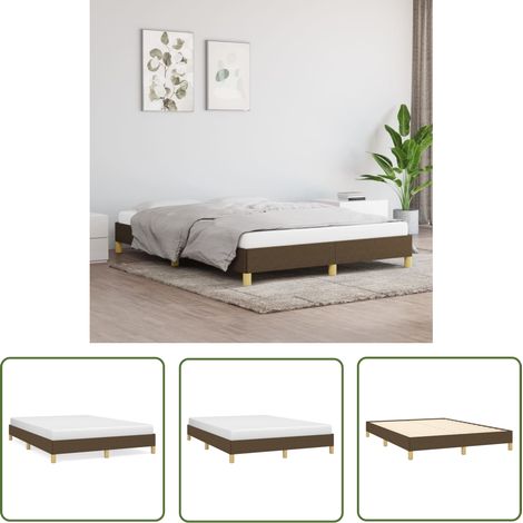 The Living Store Bettgestell ohne Matratze Dunkelbraun 140x200 cm Stoff - Bettrahmen - Doppelbett - Lattenrost - Holzrahmen - Massivholzbette (1/5)