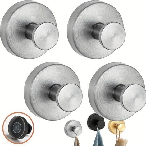 4er-Set Bauchgurte ohne Bohren, 6,8 kg – Wasser- und rostfrei, mattschwarz, für Badezimmer und Küche, für glatte Oberflächen, silberfarben (1/4)