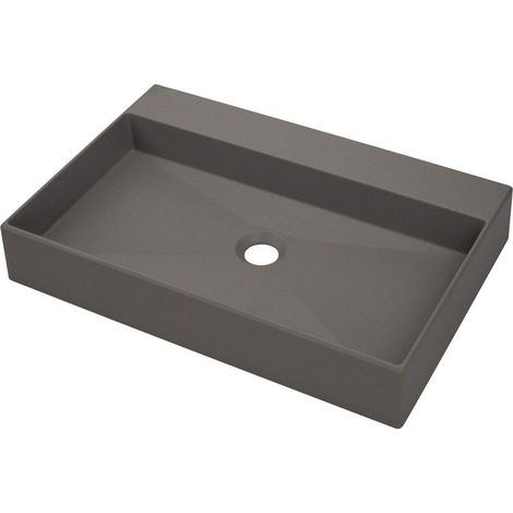 Vasque à poser en granit avec robinetterie anthracite métallique 40x60 cm - Sofyro