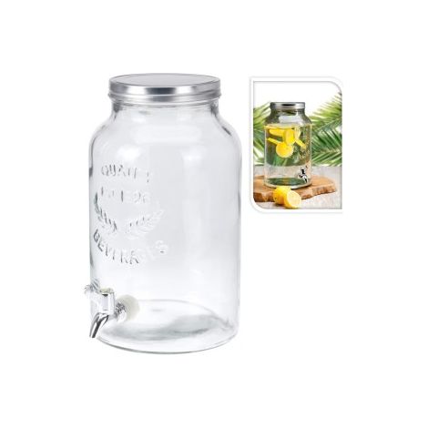 Excellent-houseware Distributore vintage in vetro trasparente 8L