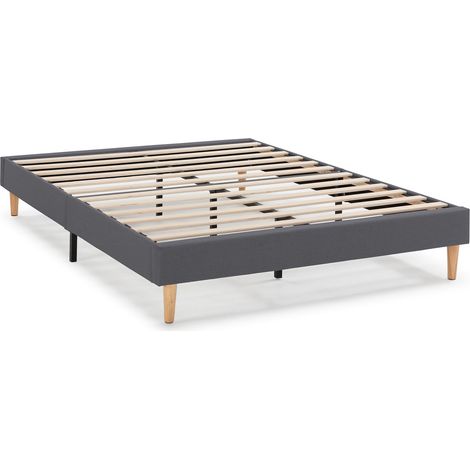 Base tapizada Aura 150x190 cm Color Gris Oscuro, 30 cm Altura