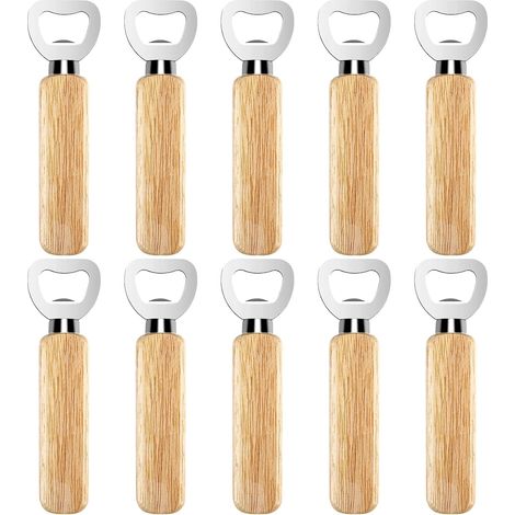 Beer Bottle Opener 10 Pieces Bottle Opener Personalized Bottle Opener with Wooden Handle Portable Gift for bar, home, kitchen, men (1/5)