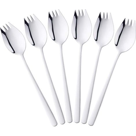 Spork - Lot de 6 - Acier Inoxydable - Cuillère et Fourchette - Pâtes et Fruits - 21,3cm (1/5)