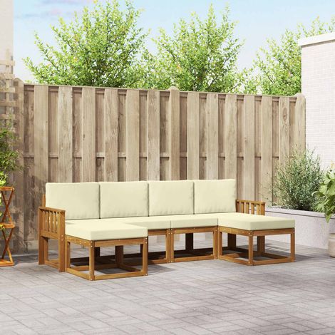 vidaXL Outdoor-Sofagarnitur mit Kissen 6 pcs Natur und Creme (1/5)