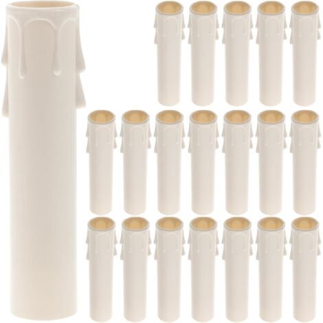20 pièces Couvre-bougies Lustre Plastique Blanc Manchons Douilles Chandelier Effet Cire Accessoires Remplacement Facile pour Lampes Bougie (1/5)