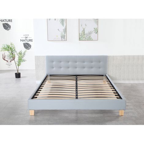 Cama completa - Conjunto de cama Frederic Gris 120x190 + Colchón Maxi bamboo - Cama + Somier + Colchón