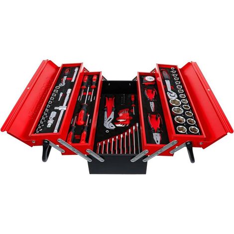 Caisse à Outils Métallique 86 pcs - Assortiment Complet - Robustesse et Organisation Optimale, Pro - D-Work (1/5)