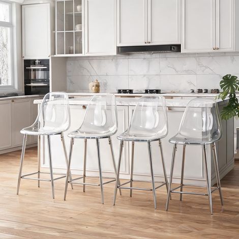 Tables de bar transparentes 4 pièces avec piétement en métal (1/5)