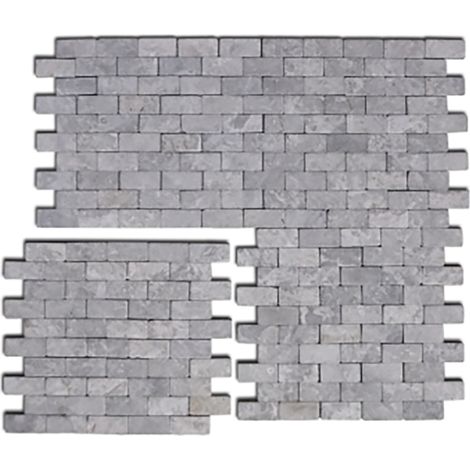 Carrelage mosaïque (Boite de 1m²) /Plaque de mosaïque mur et sol en marbre naturel coloris gris clair - 30 x 30 cm - PEGANE - (1/2)