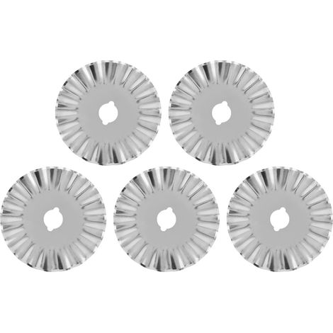 Lot de 5 lames de couteau à découper le tissu, le papier et le ruban adhésif ondulé de 45 mm, pour la couture et le dressage.
