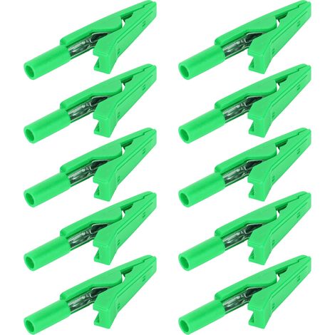 Packung mit 10 Sicherheitsklemmen/Bananensteckern, 2 mm, Rückprüfklemmen aus reinem Kupfer für Spannungsregler, grün (1/5)