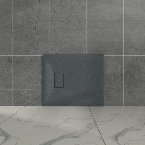 Aquariss Anthracite Rectangular Shower Tray Slate Effect SMC Slip-Resistant Shower Base 800x700mm with Waste (1/5)
